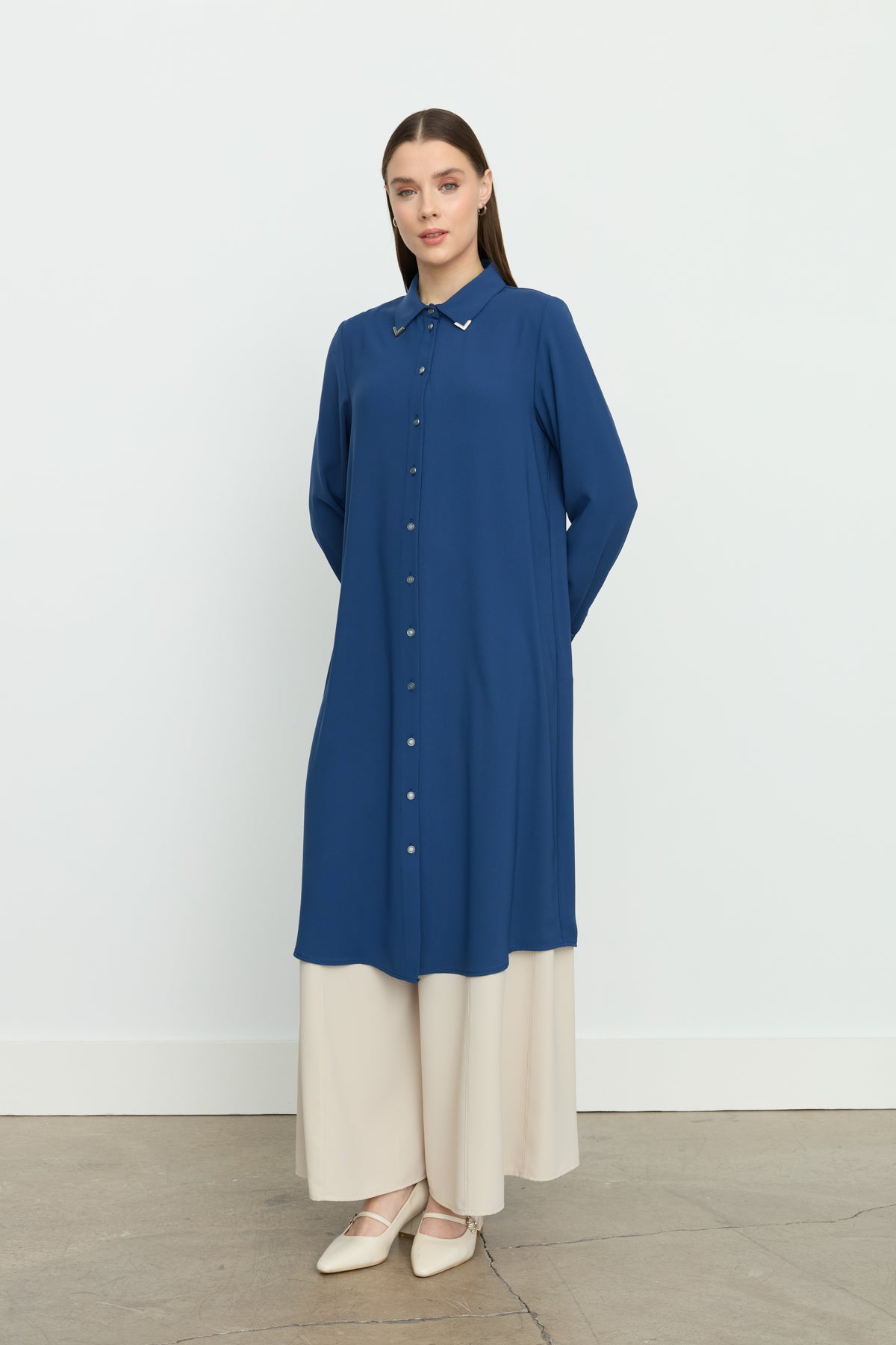 Collared Basic Tunic - Indigo