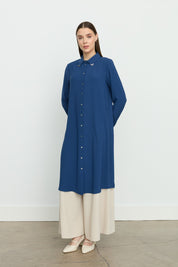 Collared Basic Tunic - Indigo