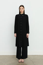 Gömlek Yaka Basic Tunik - Siyah