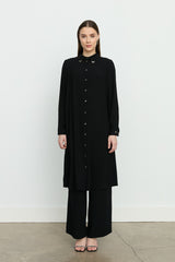 Shirt Collar Basic Tunic - Black
