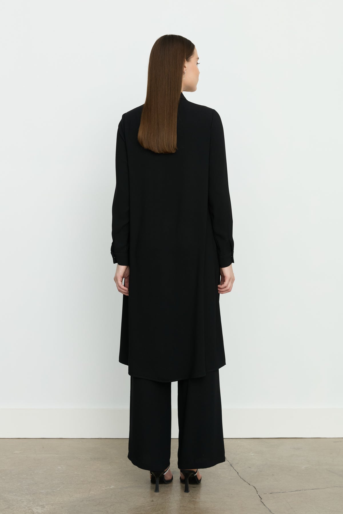 Shirt Collar Basic Tunic - Black