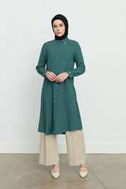 Shirt Collar Basic Tunic - Green