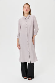 Shirt Collar Cupra Long Tunic - Grey