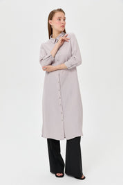 Shirt Collar Cupra Long Tunic - Grey
