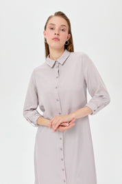 Shirt Collar Cupra Long Tunic - Grey