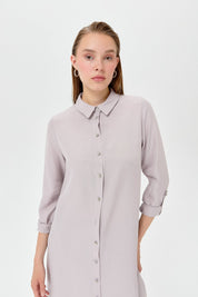 Shirt Collar Cupra Long Tunic - Grey