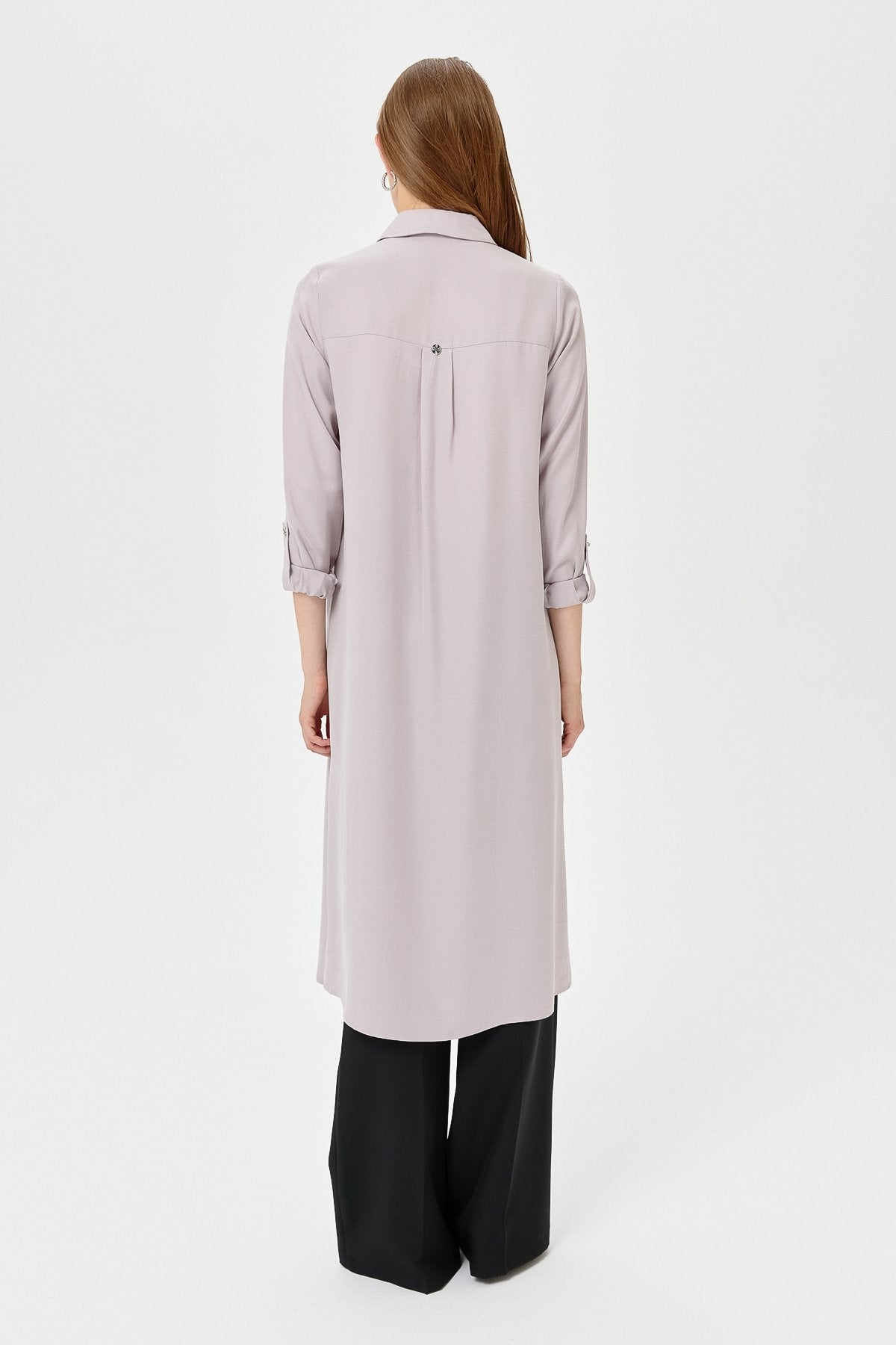Shirt Collar Cupra Long Tunic - Grey