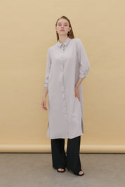 Shirt Collar Cupra Long Tunic - Grey