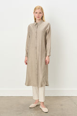 Shirt Collar Jacquard Tencel Blend Tunic - Stone