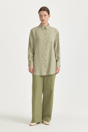 Gömlek Yaka Lyocell Basic Tunik - Haki