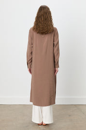 Shirt Collar Macrame Modal Tunic - Light Brown