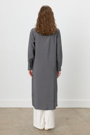 Shirt Collar Macrame Modal Tunic - Dark Gray