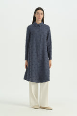Shirt Collar Modal Tunic - Indigo