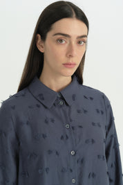 Shirt Collar Modal Tunic - Indigo