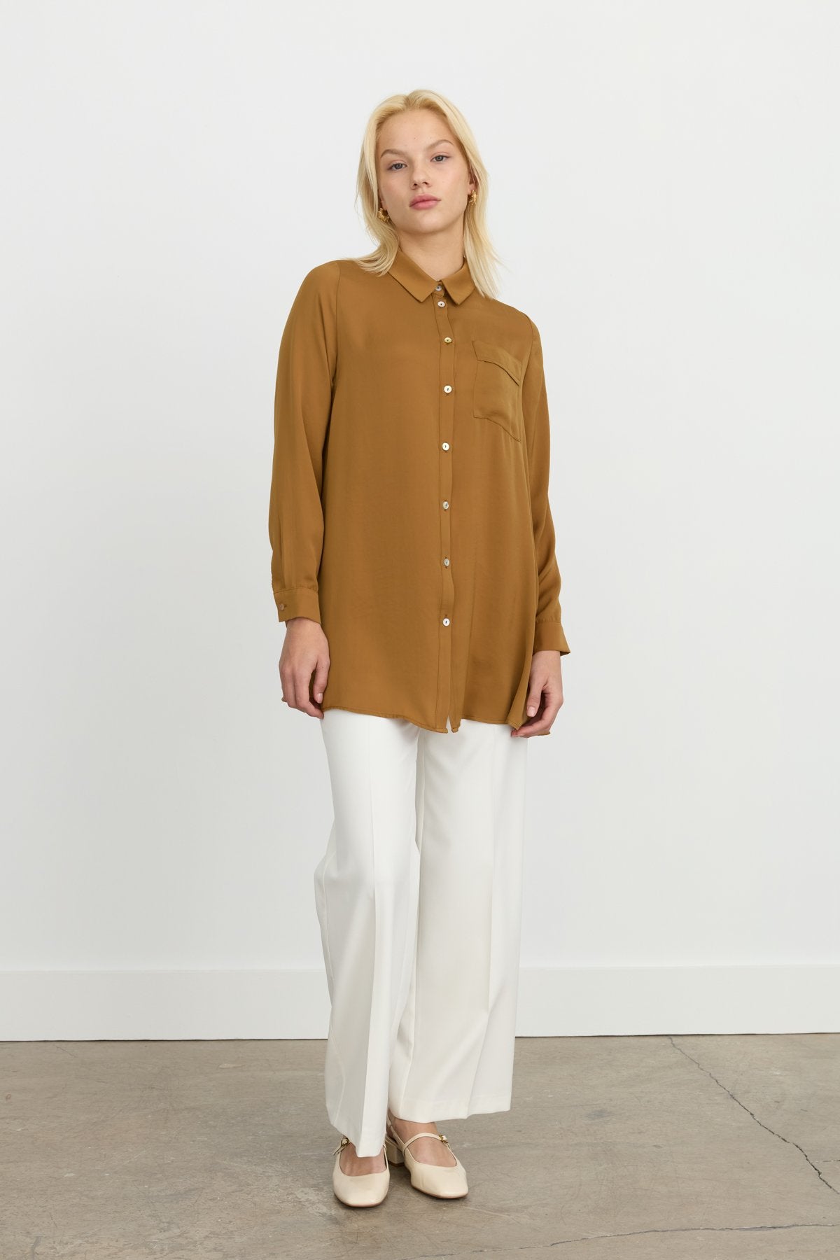 Shirt Collar Tunic - Camel