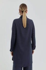 Shirt Collar Tunic - Navy Blue