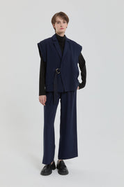 Grosgrain Detail Modal Vest - Navy Blue