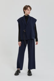 Grosgrain Detail Modal Vest - Navy Blue