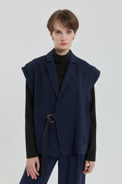 Grosgrain Detail Modal Vest - Navy Blue