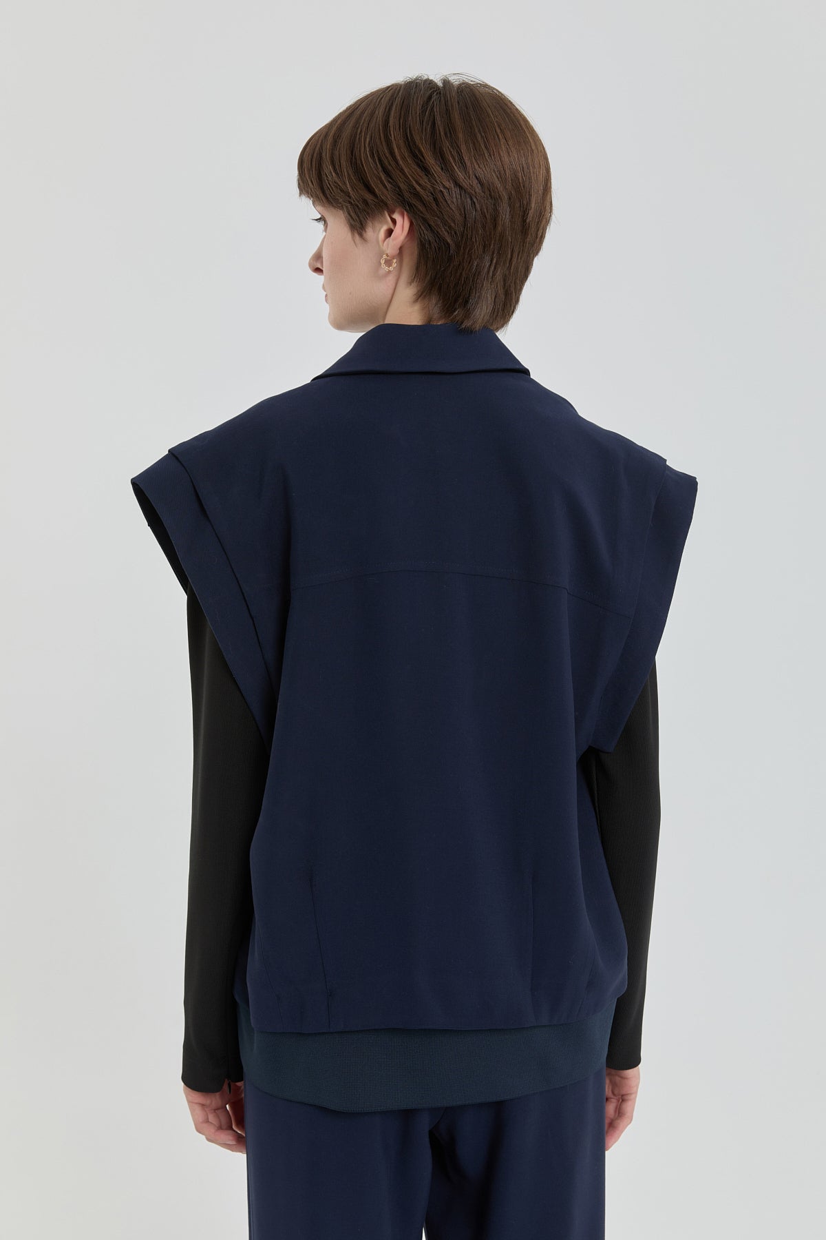 Grosgrain Detail Modal Vest - Navy Blue