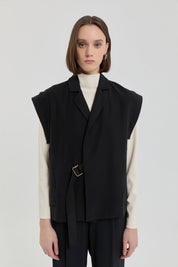 Modal Vest with Grosgrain Details - Black