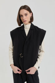 Modal Vest with Grosgrain Details - Black
