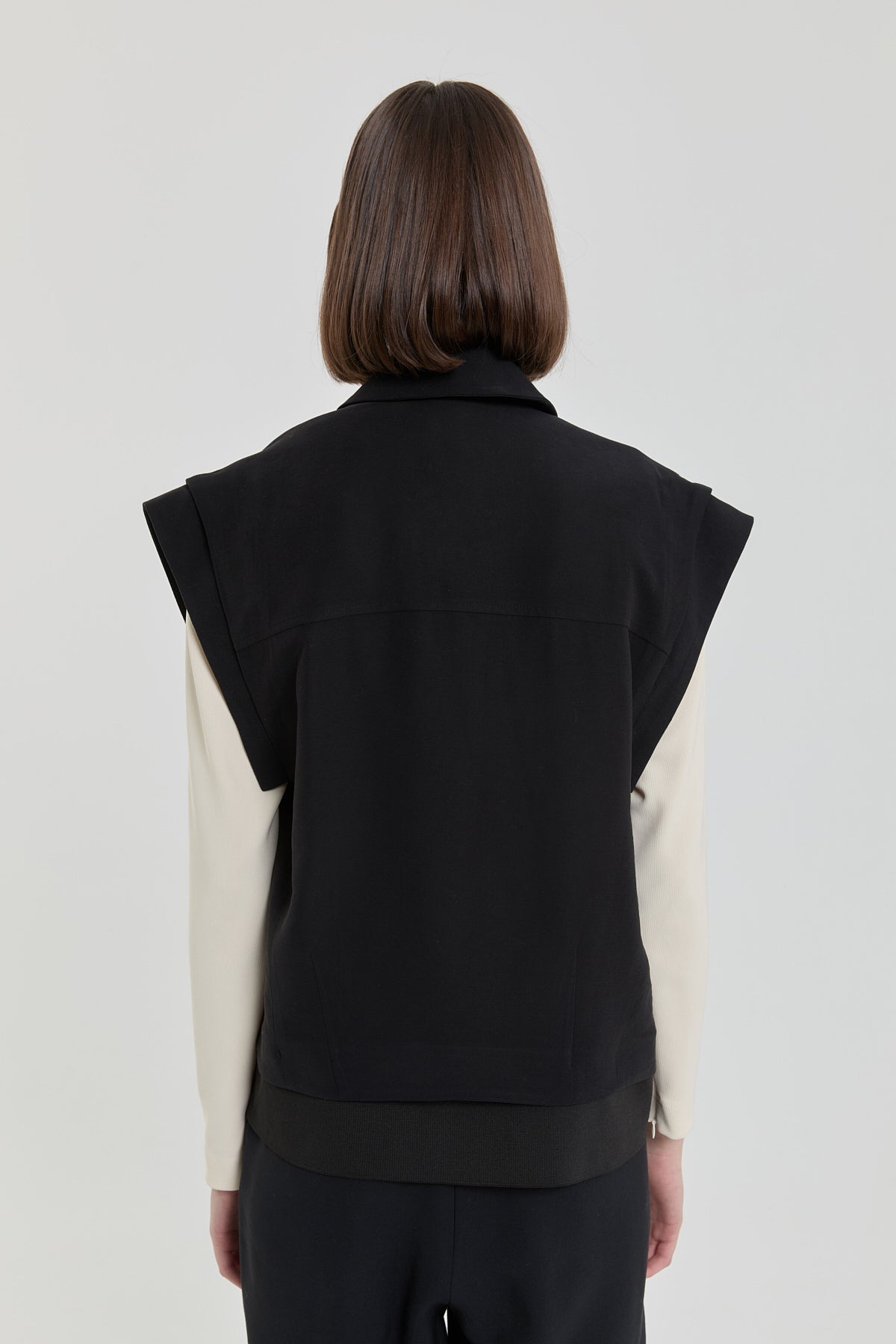Modal Vest with Grosgrain Details - Black