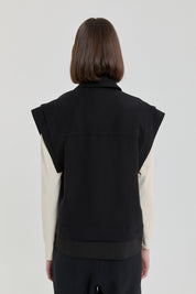 Modal Vest with Grosgrain Details - Black