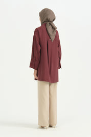Güpür Detaylı Lyocell Tunik - Bordo