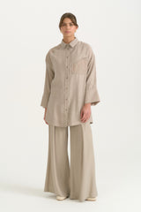 Guipure Detail Lyocell Tunic - Stone
