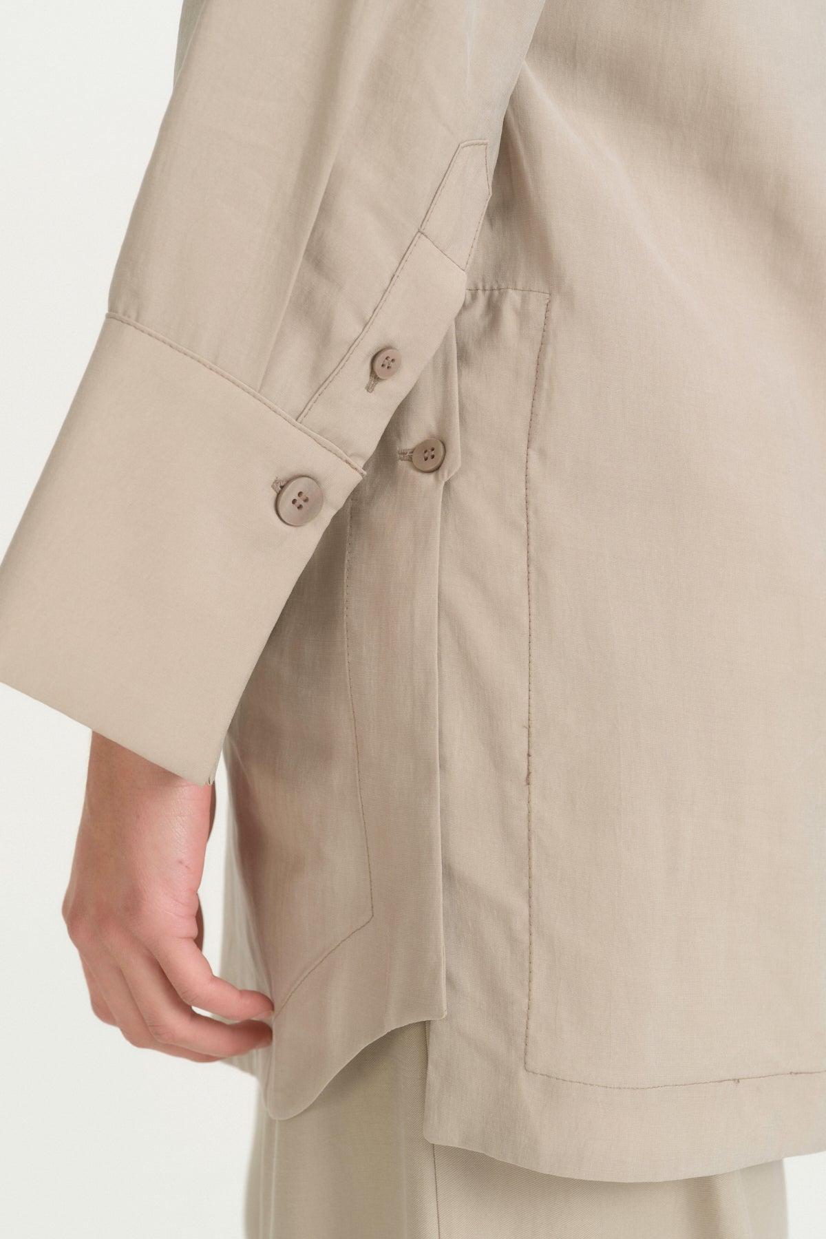 Guipure Detail Lyocell Tunic - Stone