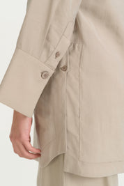 Guipure Detail Lyocell Tunic - Stone