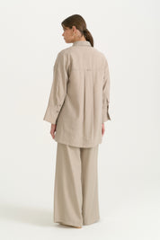 Guipure Detail Lyocell Tunic - Stone