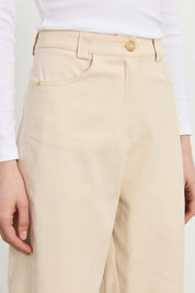 Havuç Kanvas Denim Pantolon - Krem