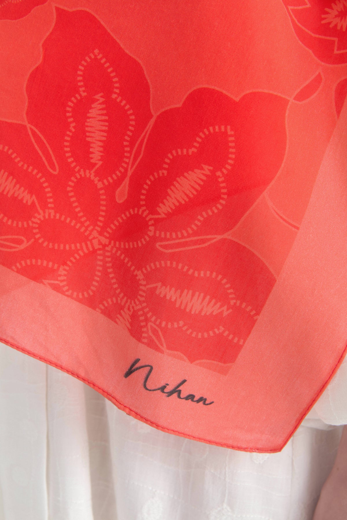 Hibiscus Cotton Lyocell Shawl - Pomegranate Flower