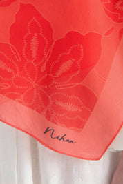 Hibiscus Cotton Lyocell Shawl - Pomegranate Flower