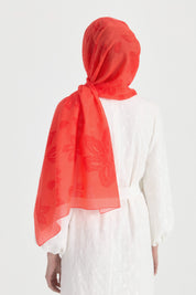 Hibiscus Cotton Lyocell Shawl - Pomegranate Flower