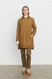 Fine Quilted Hooded Jacket with Accessory Details - Olive