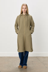 Thin Quilted Gathered Waist Coat - Thyme