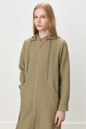 Thin Quilted Gathered Waist Coat - Thyme