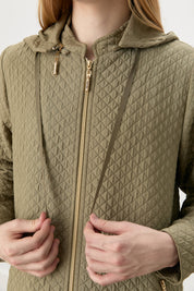 Thin Quilted Gathered Waist Coat - Thyme