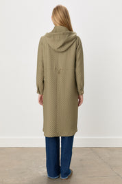 Thin Quilted Gathered Waist Coat - Thyme