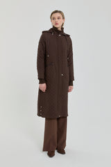 Fine Quilted Coat with Pocket Detail - Coffee