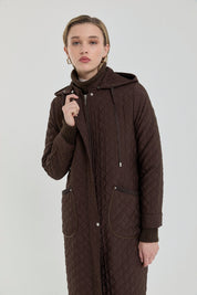 Fine Quilted Coat with Pocket Detail - Coffee