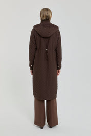 Fine Quilted Coat with Pocket Detail - Coffee