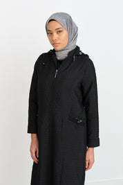 İnce Kapitone Cep Detaylı Kap - Siyah