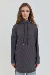 Thin Quilted High-Neck Tunic - Anthracite