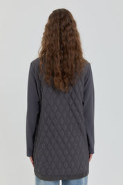 Thin Quilted High-Neck Tunic - Anthracite