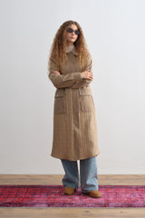 Fine Quilted Trimmed Drawstring Waist Coat - Mink