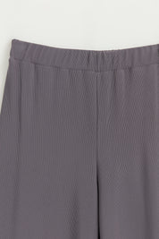 İnce Kapitone Garnili Örme Pantolon Tunik Takım - Füme